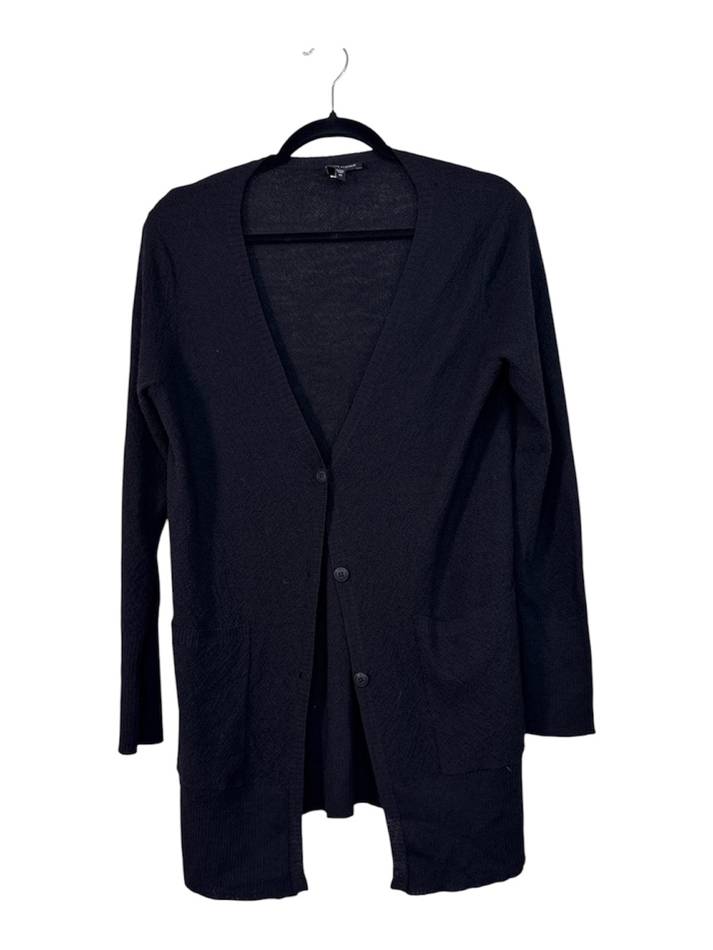 Eileen Fisher Black Wool Duster Cardigan Sweater Womens XS Classic Staple Basic